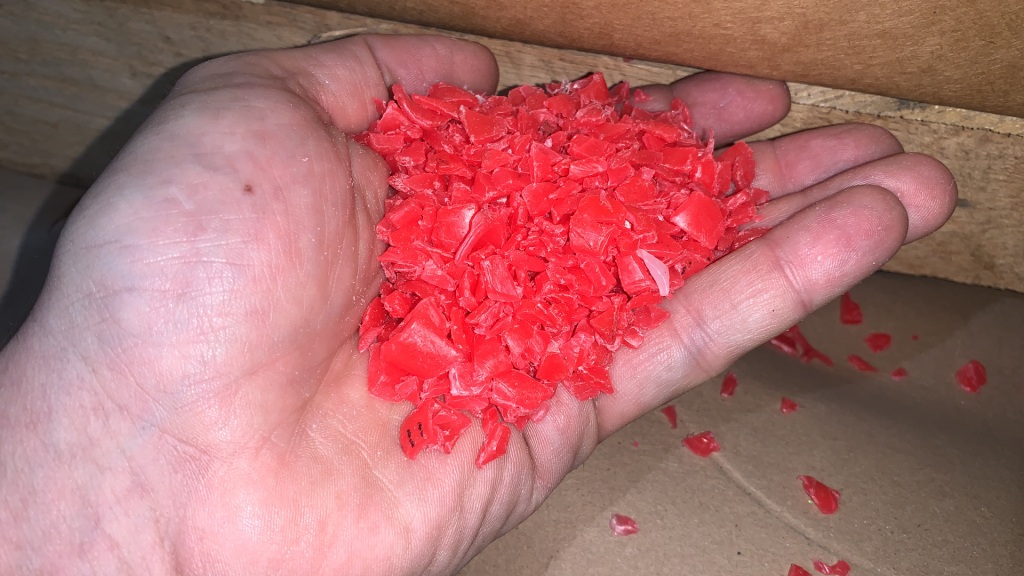 Red plastic regrind